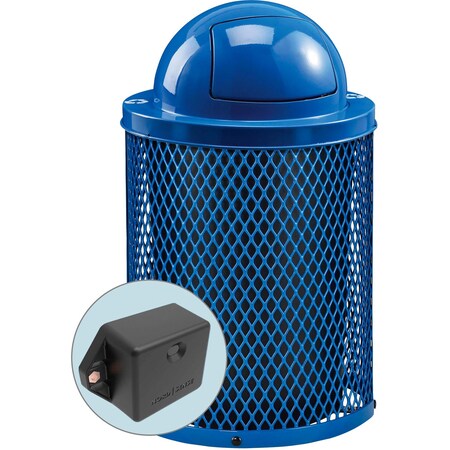 Global Industrial TrashTalk Thermoplastic Mesh Recycling Can w/Dome Lid, 36 Gal., Blue 261962BLT